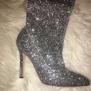 Thigh high glitter boots